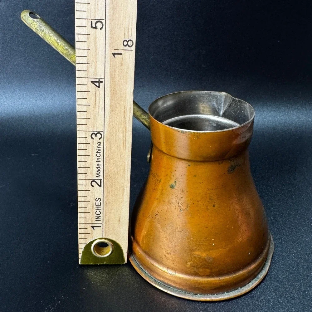 ODI Solid Copper Turkish Coffee Pot Brass Handle Made in Korea Vintage Cezve